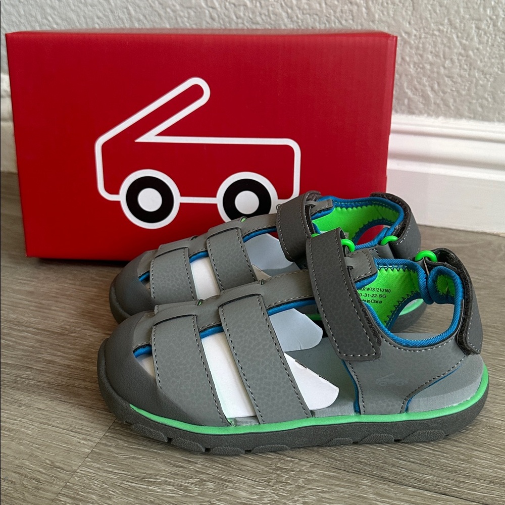 See Kai Run New Wilder Sandals Gray Green Blue Velcro Kids Size 13 with Box